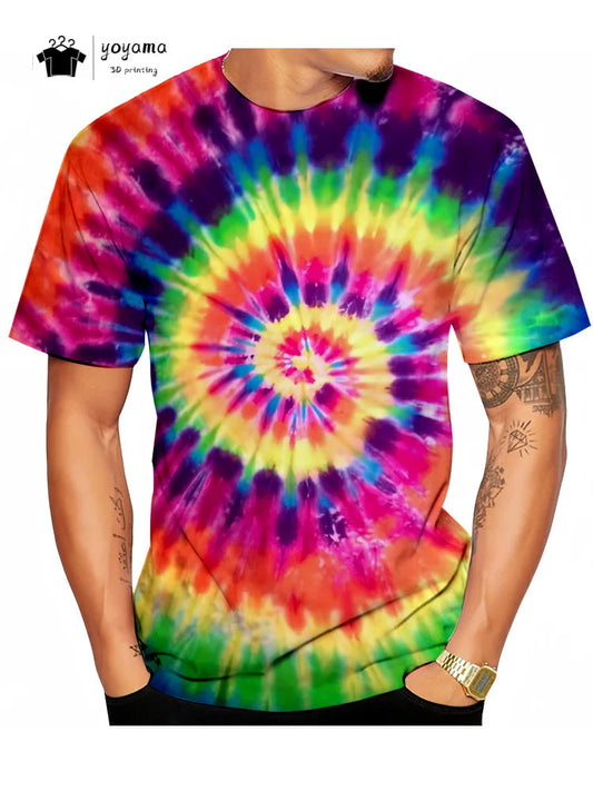 Men's Tie-Dye T-Shirt - Short Sleeve Casual Summer Top for Trendy Men - Dye My World